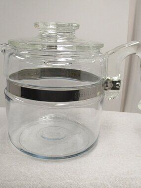 Vintage Pyrex 7754 B Flameware Glass Coffee 4 Cup Percolator Pot & Lid ONLY